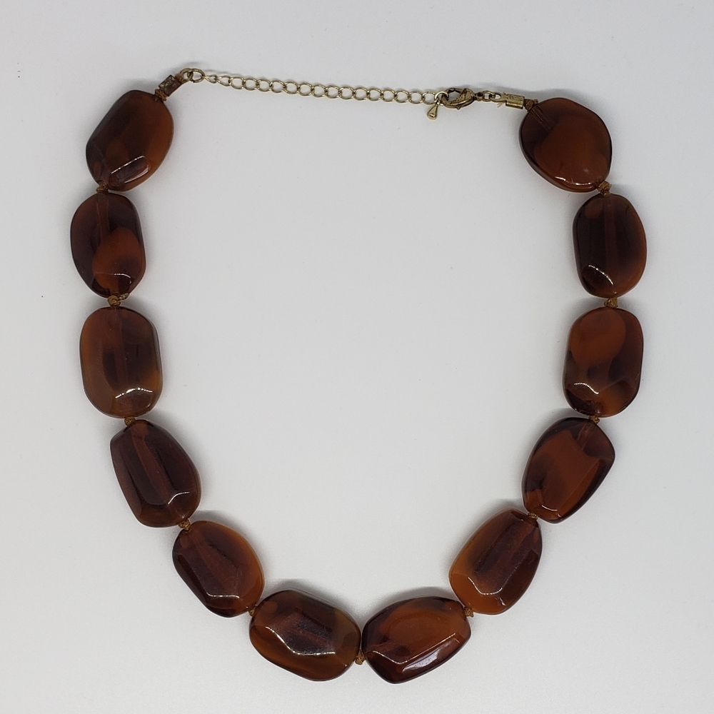 Rectangular Shaped Caramel Color Beads Necklace - image 2